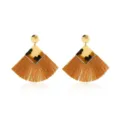 Bohemian Leopard Print Tassel Earrings Orange Fan-shaped Fashion Women Jewelry Accessories - Yellow