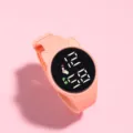 Orologio digitale rosa per bambini simpatiche orecchie di gatto cinturino in silicone - Rosa chiaro