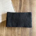 Cozy wool blend solid color knit headband for women, thick warm wide winter hair hoop. - Black