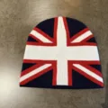 Union Jack gebreide muts voor heren en dames, stijlvolle warme winter muts, hippe hip-hop stijl. - M (52-60cm) / Marineblauw en Zwart