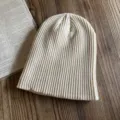 Lässige dicke einfarbige Strick Mütze Herbst Winter warme Streetwear stilvolle Unisex Kappe - M (54-62cm) / Beige