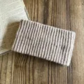 Wool blend knitted headband for women, wide winter warm hair hoop solid color casual. - Khaki