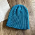 Einfarbige Rippstrick Mütze für Damen und Herren, Herbst Winter warme Schirmmütze. - M (54-62cm) / Blaugrün