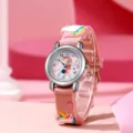 Kids pink unicorn quartz watch with silicone strap, cute cartoon dial for children daily wear - Lollipops Pink