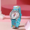 Cute blue unicorn quartz watch for kids with silicone strap and clear analog dial. - Lollipop Light Blue