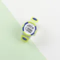 Kids digital sports watch with lime green white band, electronic display and buttons. - Green