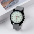 Minimalistische Mode Quarzarmbanduhr für Jugendliche mit grauem Silikonarmband und klarem Zifferblatt. - Grau