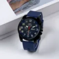 Stilvolle Herren Quarzwatch mit blauem Silikonarmband Freizeit Modische Armbanduhr - Blau