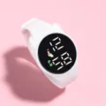 Orologio digitale LED impermeabile bianco con orecchie di gatto e cuore per studenti. - Bianco