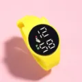 Orologio digitale LED giallo con orecchie di gatto touch screen impermeabile per bambini - Giallo