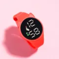 Orologio digitale LED con orecchie di gatto rosso in silicone, orologio touchscreen. - Rosso