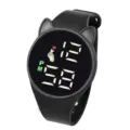 Orologio elettronico LED in silicone nero con orecchie di gatto e display digitale. - Nero
