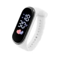 Weisse LED Touchscreen elektronische Uhr fuer Schueler Sport Silikonband digitale Uhr - Weiß
