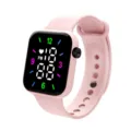 Reloj electrónico LED digital cuadrado rosa con correa de silicona suave para uso diario - Rosa