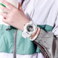White sports electronic watch for men and women, multi-functional waterproof fashion student style. - White