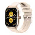 Cross-border GT4 smartwatch with gold case and beige silicone strap for fitness tracking. - Silicone Strap Style / Gold