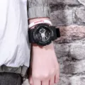 Men women sports digital watch waterproof electronic wristwatch casual student wrist watch - Black