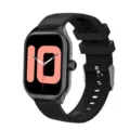 Black smartwatch with silicone strap and square dial for fitness tracking and Bluetooth calls. - Silicone Strap Style / Black