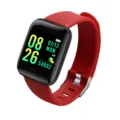 Reloj inteligente deportivo rojo con pulsera de silicona y pantalla digital para fitness - 116PLUS-Rojo