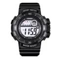 Kühle Jugend Sport wasserdichte Digitaluhr mit Alarm, Leuchtanzeige und Harzarmband. - Stil 0939 (Schwarz) / Schwarz