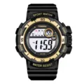 Schwarze und goldene digitale Sportuhr mit wasserdichtem Harzarmband für Herren. - Stil 0939 (Gold) / Gold