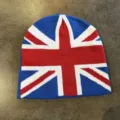 Union Jack gebreide muts detail, herfst winter warme mode hoed voor heren en dames dagelijks. - M (52-60cm) / Blauw