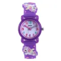 Kinder Cartoon Quarzuhr 3D Einhorn lila Silikonarmband buntes Zifferblatt fur Maedchen - Einhorn / Dunkellila