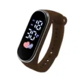 Braunes Silikonarmband LED digitales Touchscreen Sport elektronische Uhr fuer Schueler. - Kaffeebraun