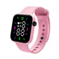 Reloj digital LED cuadrado con correa de silicona rosa para deporte y estilo diario variante. - Melocotón