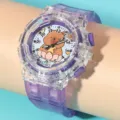 Orologio al quarzo trasparente viola carino per bambini con bellissimo quadrante. - Viola