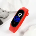 Rote Silikon Touch LED Elektronikuhr, minimalistisches Smartband Design für Sport und Alltag. - 23x2 / Rot