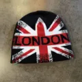 Gebreide muts winter warm Union Jack London hoed unisex casual streetwear zachte mode pet - M (52-60cm) / Zwart