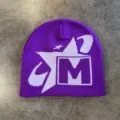 Gorro de punto morado para invierno, gorro cálido con diseño de estrella, streetwear. - M / Púrpura