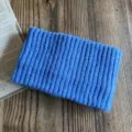 Blue knitted wool headband detail, warm wide winter hair accessory for women daily. - Blue