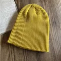 Einfarbige Winter Strickmütze Beanie für Damen und Herren gemütliche Streetwear Mütze gelb - M (54-62cm) / Gelb