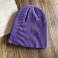 Koreanischer Y2K dicker Strickmütze Beanie für Damen und Herren, einfarbige warme Mütze. - M (54-62cm) / Lila