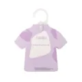 Lavender clothing fragrance sachet detail showing cute clothes shape and hanging plastic hook. - Lavender