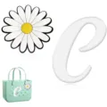 Kit de charms lettre C blanche et marguerite pour sacs de plage EVA, accessoires. - Alphabet / Lettre C