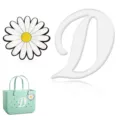 Breloque de sac de plage EVA lettre D blanche et marguerite accessoires pour sacs cabas - Alphabet / Lettre D