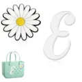 Breloques de sac de plage EVA lettre E blanche et accessoires de marguerite pour sacs - Lettre E