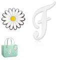 Sac de plage en EVA avec lettre F blanche et pendentif marguerite, cabas en caoutchouc d'été. - Lettre F