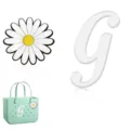 Set de breloques pour sac de plage EVA avec marguerite blanche et lettre G cursive - Lettre G