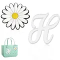 Breloques pour sac de plage EVA lettre blanche H et marguerite accessoires DIY lot - Lettre H