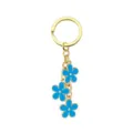 Portachiavi in metallo dorato con simpatici ciondoli a fiore in smalto blu per borse da donna - Blu