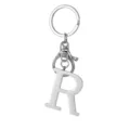 Stainless steel letter R keychain detail, silver metal uppercase alphabet bag pendant charm. - Letter R / Steel