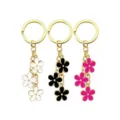 Set portachiavi fiore smaltato chic con anello dorato e ciondolo elegante per borse donna. - Multicolore