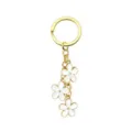 Portachiavi dorato con ciondoli di fiori in smalto bianco per accessori borsa da donna - Bianco