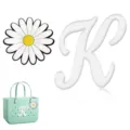 Breloques de sac de plage EVA lettre blanche K et accessoires de fleurs de marguerite - Lettre K