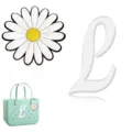 Accessoires de sac de plage EVA lettre blanche L et pendentif marguerite pour chaussures - L