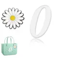 Breloques de sac de plage EVA marguerite blanche et lettre chiffre 0 accessoires DIY - Lettre O